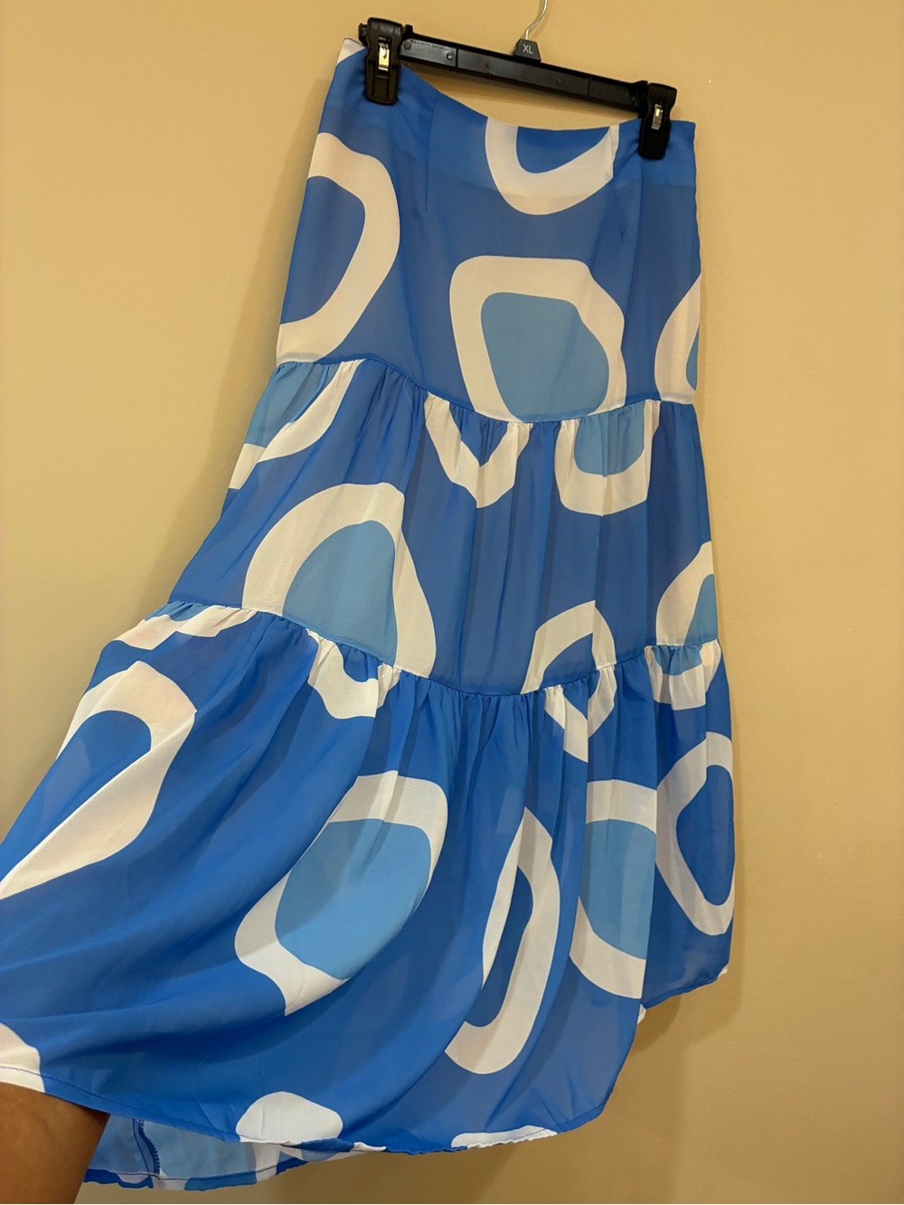 Gretchen Scott Designs Blue & White Tiered Maxi Skirt